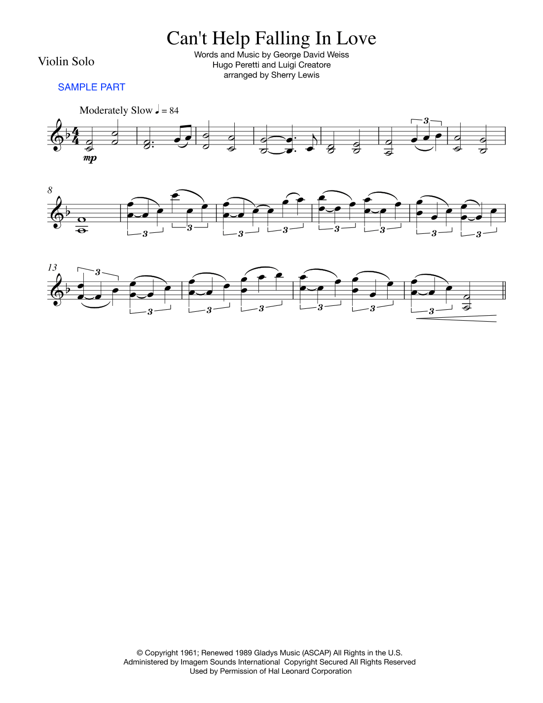 Can't Help Falling In Love (arr. Sherry Lewis)