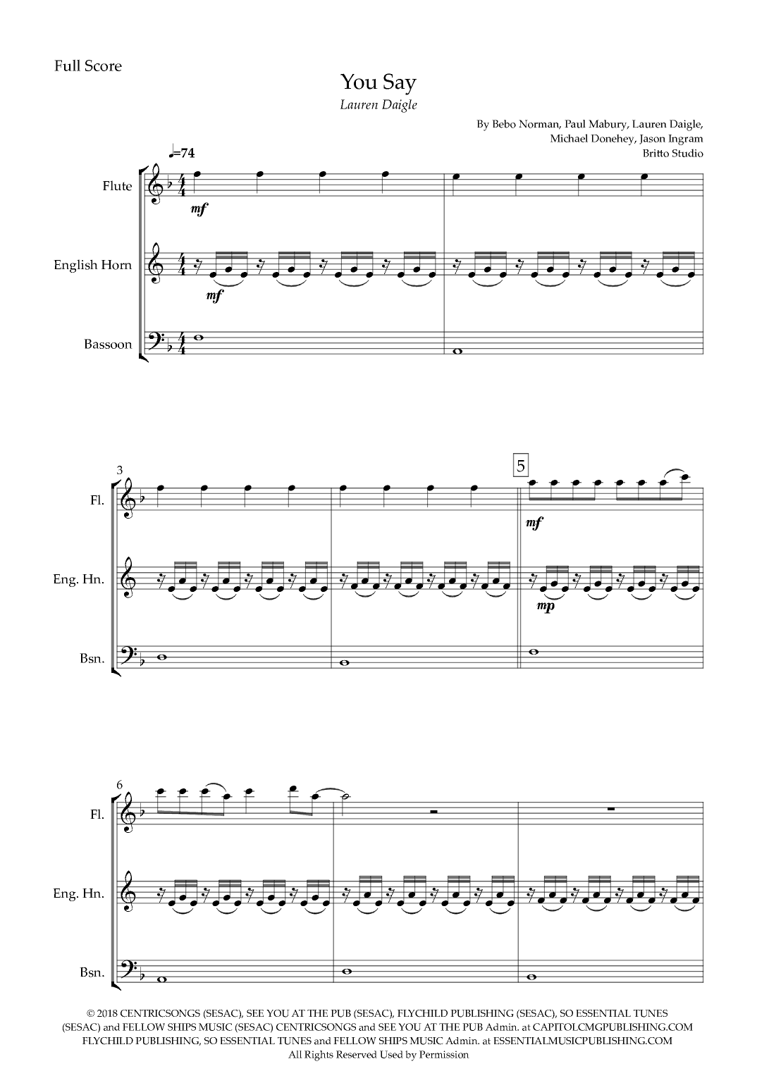 You Say (arr. Fabio Britto)