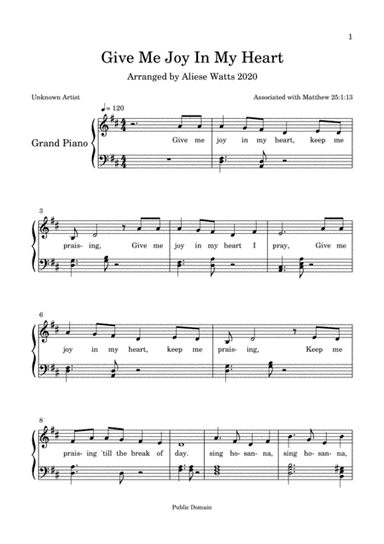 Give Me Joy In My Heart (arr. Aliese Watts)