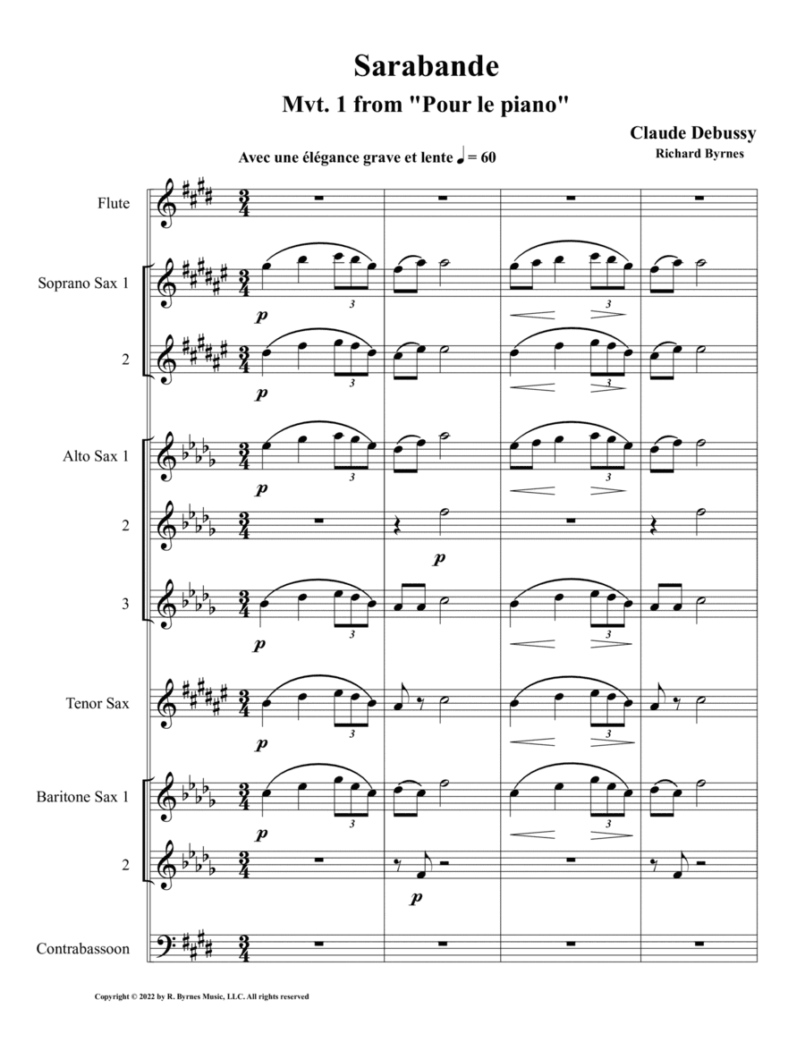 Sarabande (Saxophone Octet + Flute & Contrabassoon) (arr. Richard Byrnes)