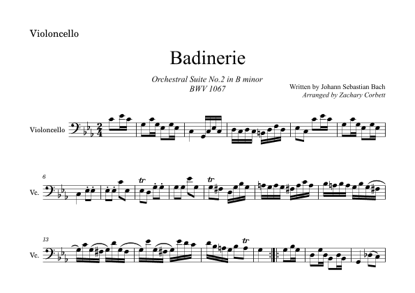 Badinerie BWV 1067 (arr. Zachary Corbett)