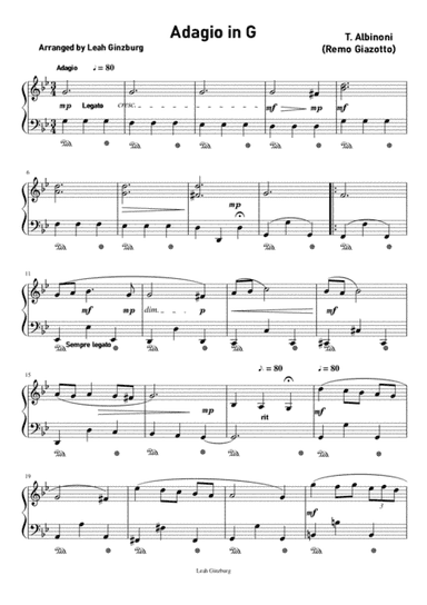 Adagio in G Minor by Tomaso Albinoni (Remo Giazotto) (arr. Leah Ginzburg)