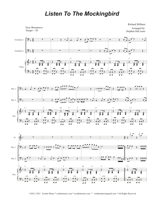 Listen To The Mockingbird (Trombone Duet) (arr. Stephen DeCesare)