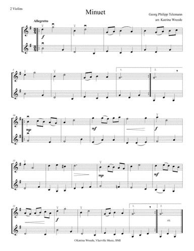 Minuet for 2 Violins by Telemann (arr. Katrina Wreede)