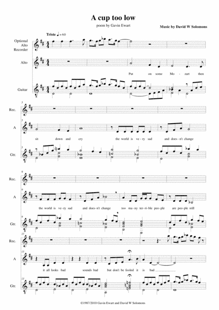 A Cup Too Low for alto voice and guitar (and optional alto recorder)