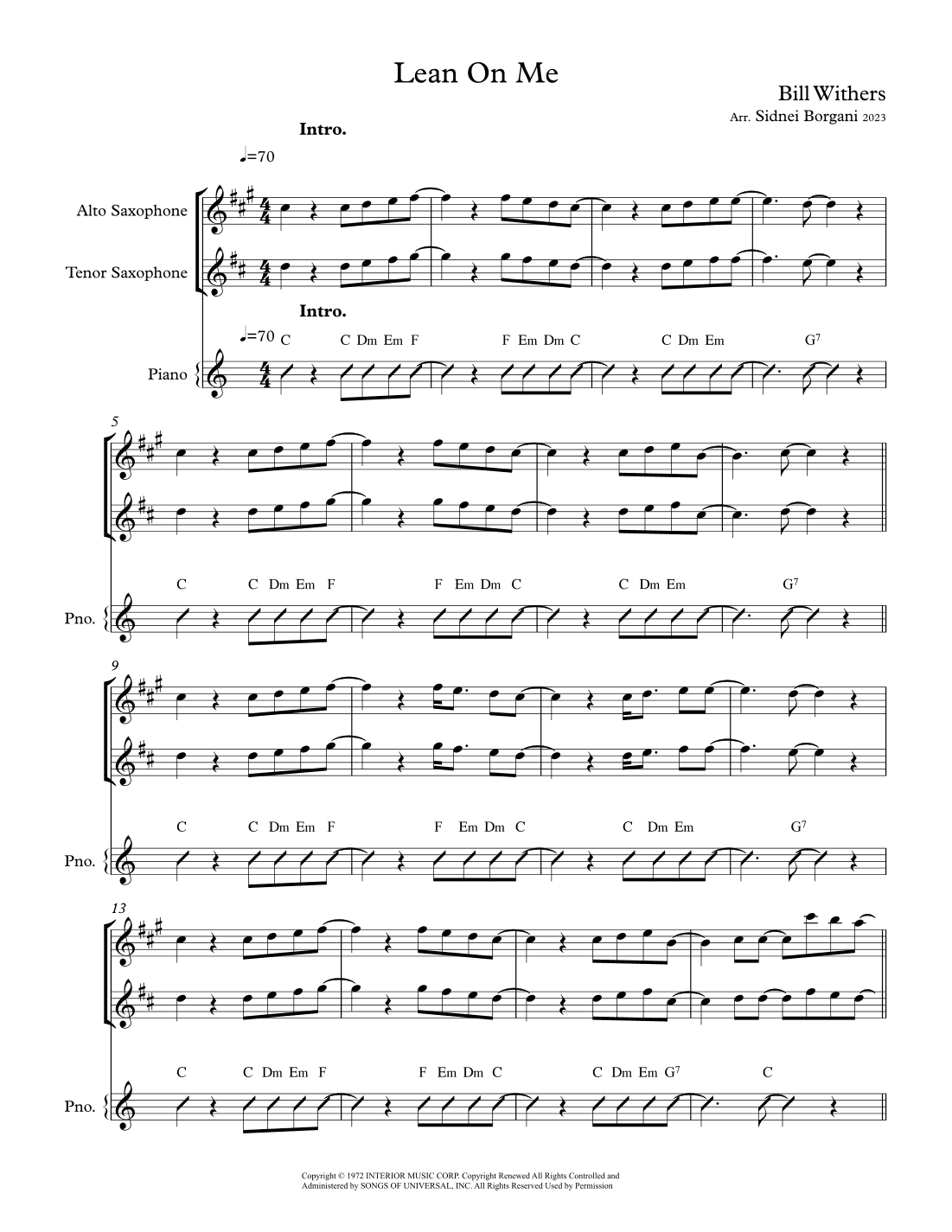 Lean On Me (arr. Sidnei Borgani)
