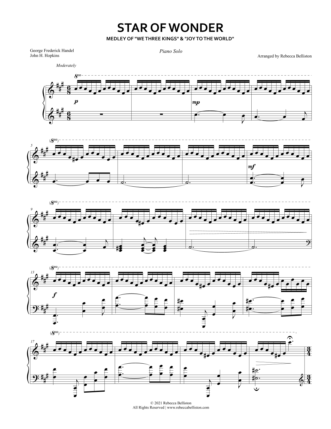 Star of Wonder: Medley of We Three Kings and Joy to the World (Piano Solo) (arr. Rebecca Belliston)