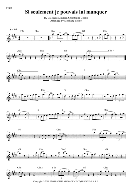 Si Seulement Je Pouvais Lui Manquer (arr. Stephane ELSINY)