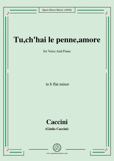 Caccini-Tu,ch'hai le penne,amore,in b flat minor,for Voice and Piano (arr. MSM)