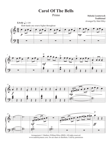 Carol of the Bells - One Piano, Four Hands (arr. Matt Riley)