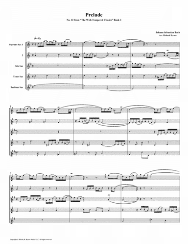 Prelude 12 from Well-Tempered Clavier, Book 1 (Saxophone Quintet) (arr. Richard Byrnes)
