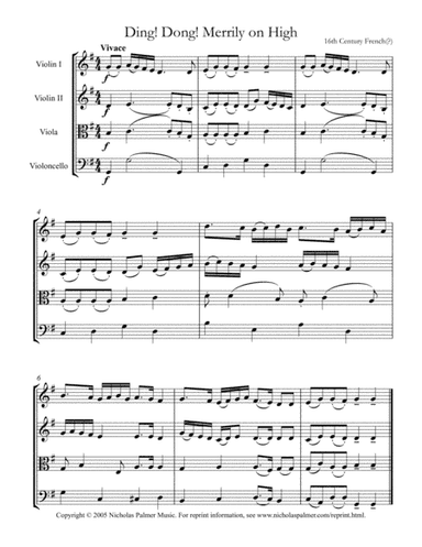 Ding! Dong! Merrily on high - easy string quartet (arr. Nicholas Palmer)