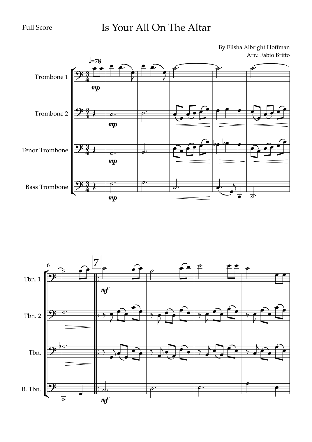 Is Your All On The Altar? (arr. Fabio Britto)
