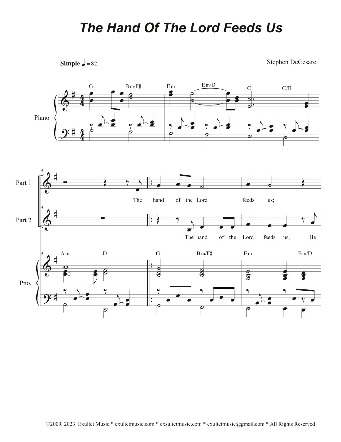 The Hand Of The Lord Feeds Us (2-part choir)