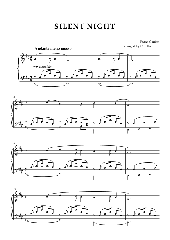 Silent Night - Piano Score (arr. Danillo Porto)
