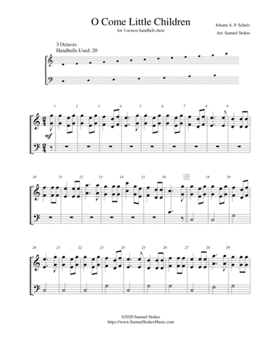 O Come Little Children - for 3-octave handbell choir (arr. Samuel Stokes)