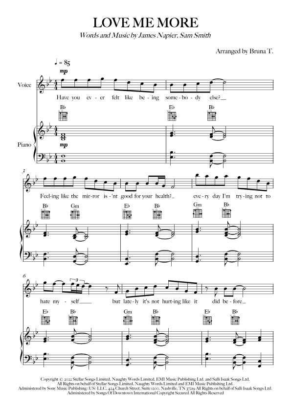 Love Me More (arr. Bruna T.)