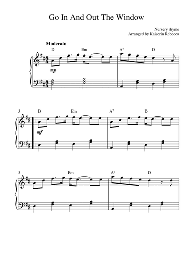 Go In And Out The Window (for piano solo) (arr. Kaiserin Rebecca)