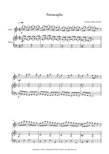 Passacaglia - George Frideric Handel (Violin + Piano) (arr. Digital Book Music)