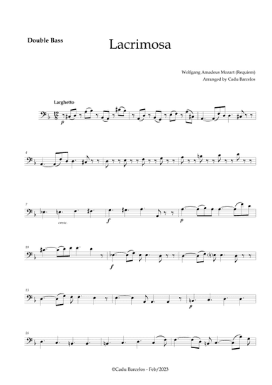Lacrimosa - Double Bass no chords (Mozart) (arr. Cadu Barcelos)