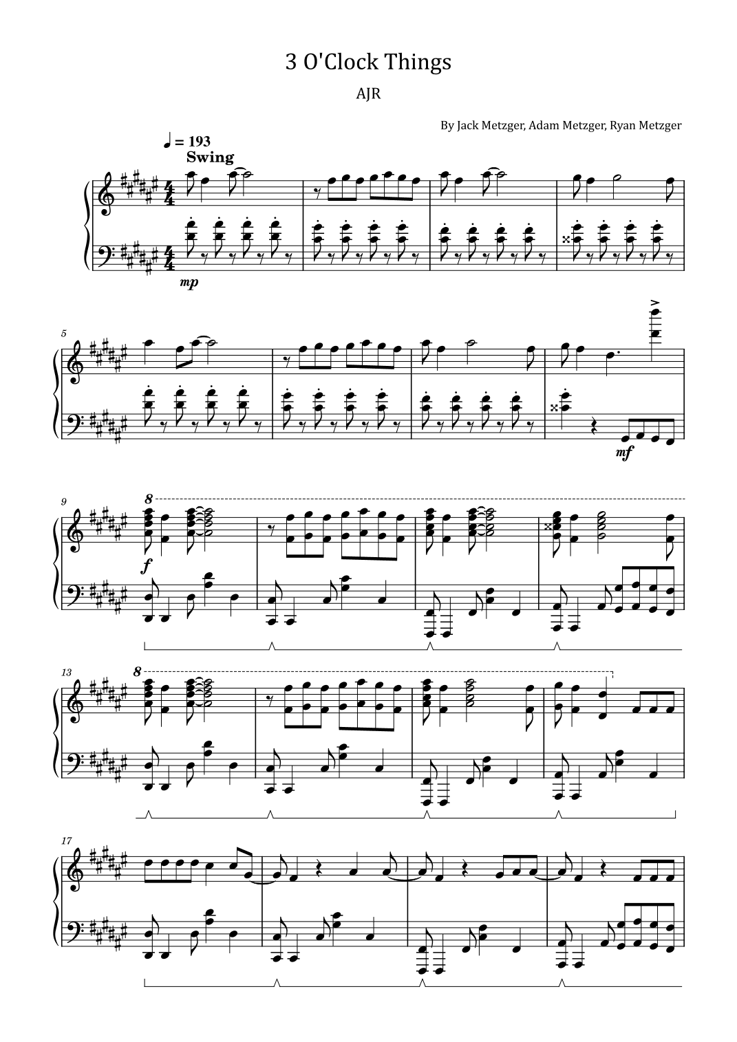 3 O'clock Things (arr. poon)