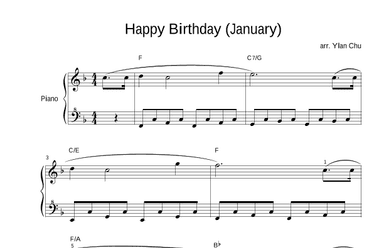 Happy Birthday (January) for Easy Piano / Beginner Piano / Sight Reading (arr. Ylan Chu)
