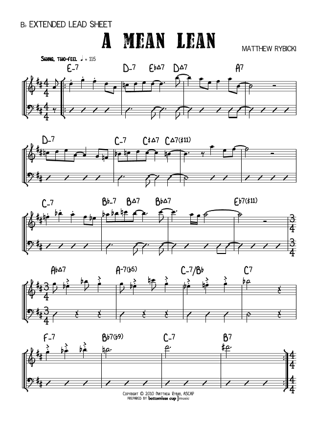 A Mean Lean (Bb Expanded Lead Sheet)