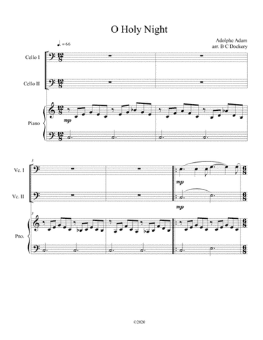 O Holy Night (cello duet) with piano accompaniment (arr. B C Dockery)