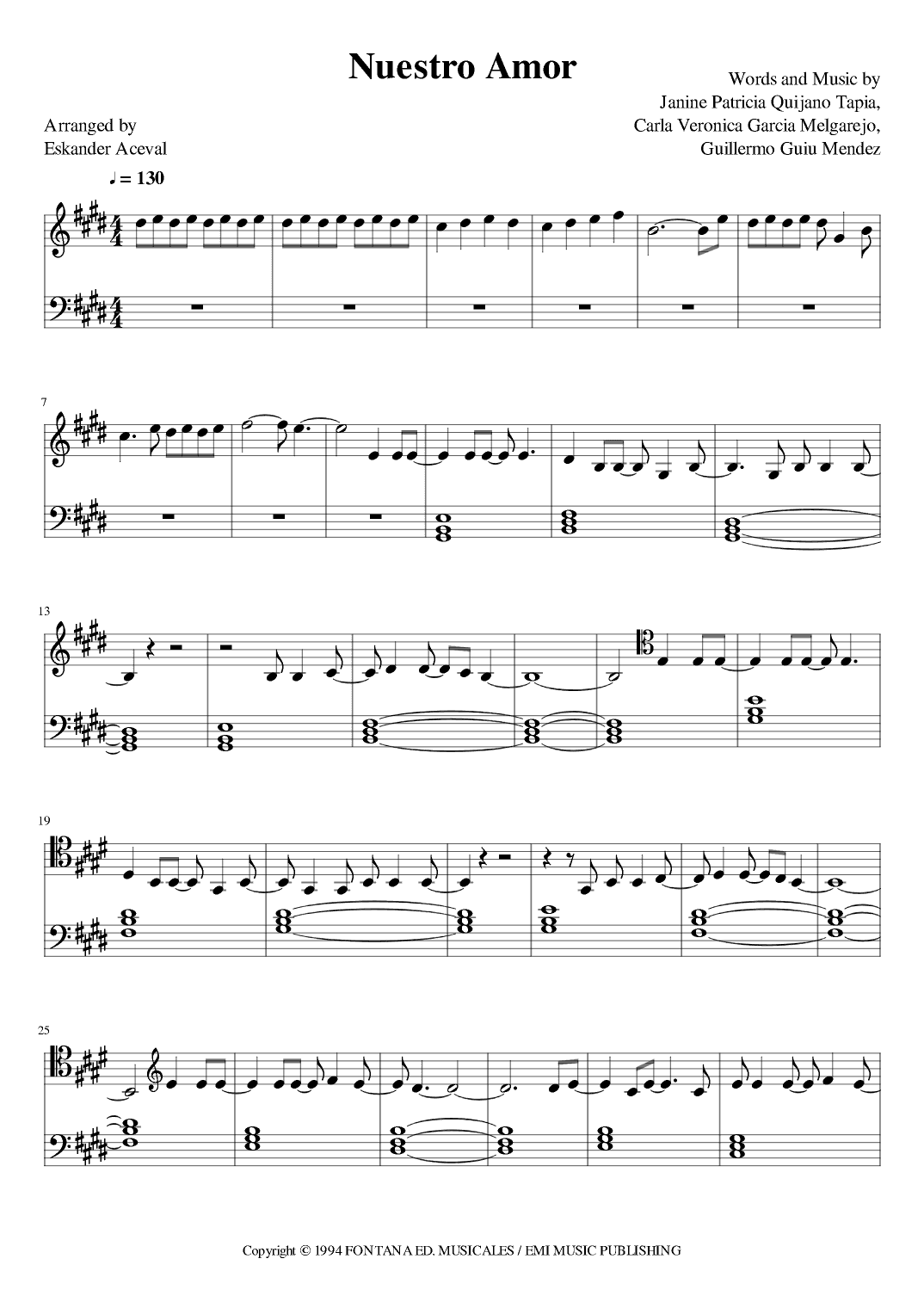 Nuestro Amor (arr. Eskander Aceval)