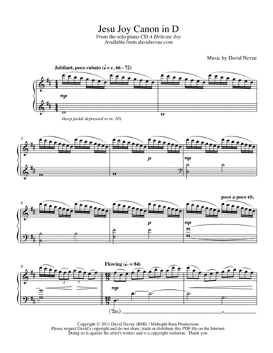 Jesu Joy Canon in D (arr. David Nevue)