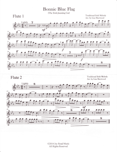 Bonnie Blue Flag for Three Flutes and piano (opt. 3 Clarinets) (arr. Lisa Sherwood)