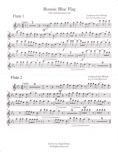 Bonnie Blue Flag for Three Flutes and piano (opt. 3 Clarinets) (arr. Lisa Sherwood)