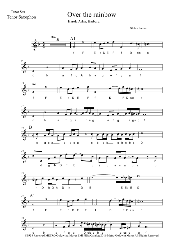Over The Rainbow (arr. Stefan Lamml)