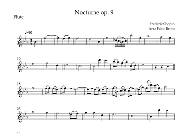 Nocturne Op.9 No. 2 (Frédéric Chopin) for Flute Solo (arr. Fabio Britto)