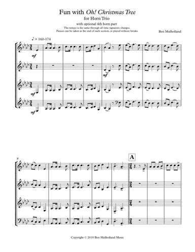 Fun With O! Christmas Tree for Horn Trio or Horn Quartet (arr. Ben Mulholland)