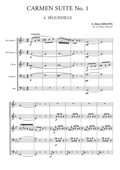 Seguedille from "Carmen Suite" for Brass Quintet (arr. Diego Marani)