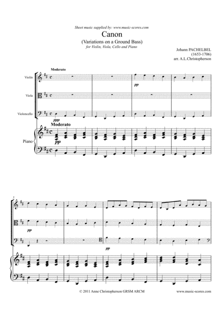 Pachelbel's Canon - String Trio and Piano (arr. Anne L Christopherson GRSM ARCM)