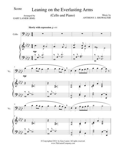 LEANING ON THE EVERLASTING ARMS (Cello/Piano and Cello Part) (arr. Gary Lanier)