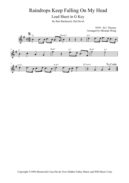 Raindrops Keep Fallin' On My Head (arr. Miranda Wong)