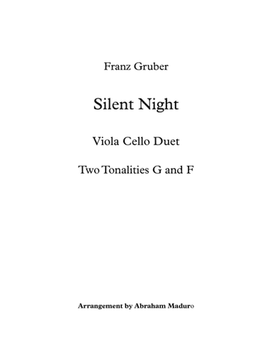 Silent Night Viola Cello Duet Two Tonalities Included (arr. Abraham Maduro)