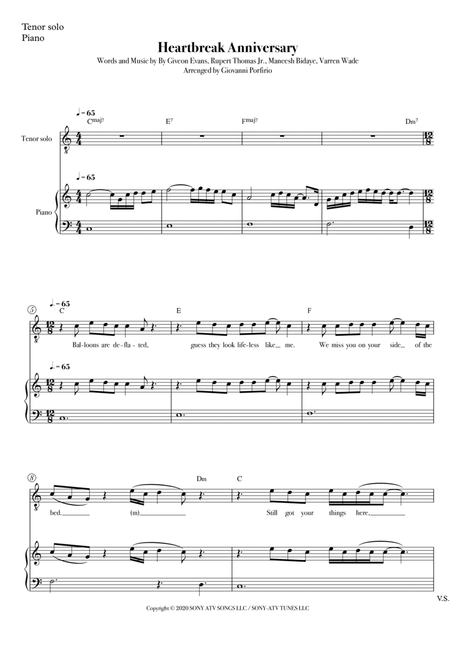 Heartbreak Anniversary (arr. Giovanni Porfirio)