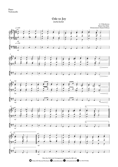 Ode to Joy - Joyful Joyful - Easy Violoncello and Piano (arr. Daniel H Rosa)