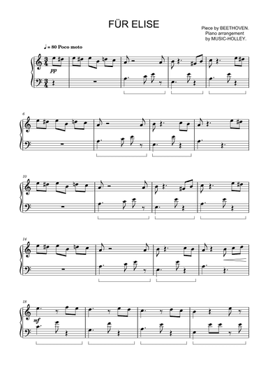 Beethoven - Fur Elise (easy piano sheet) (arr. Music-holley)