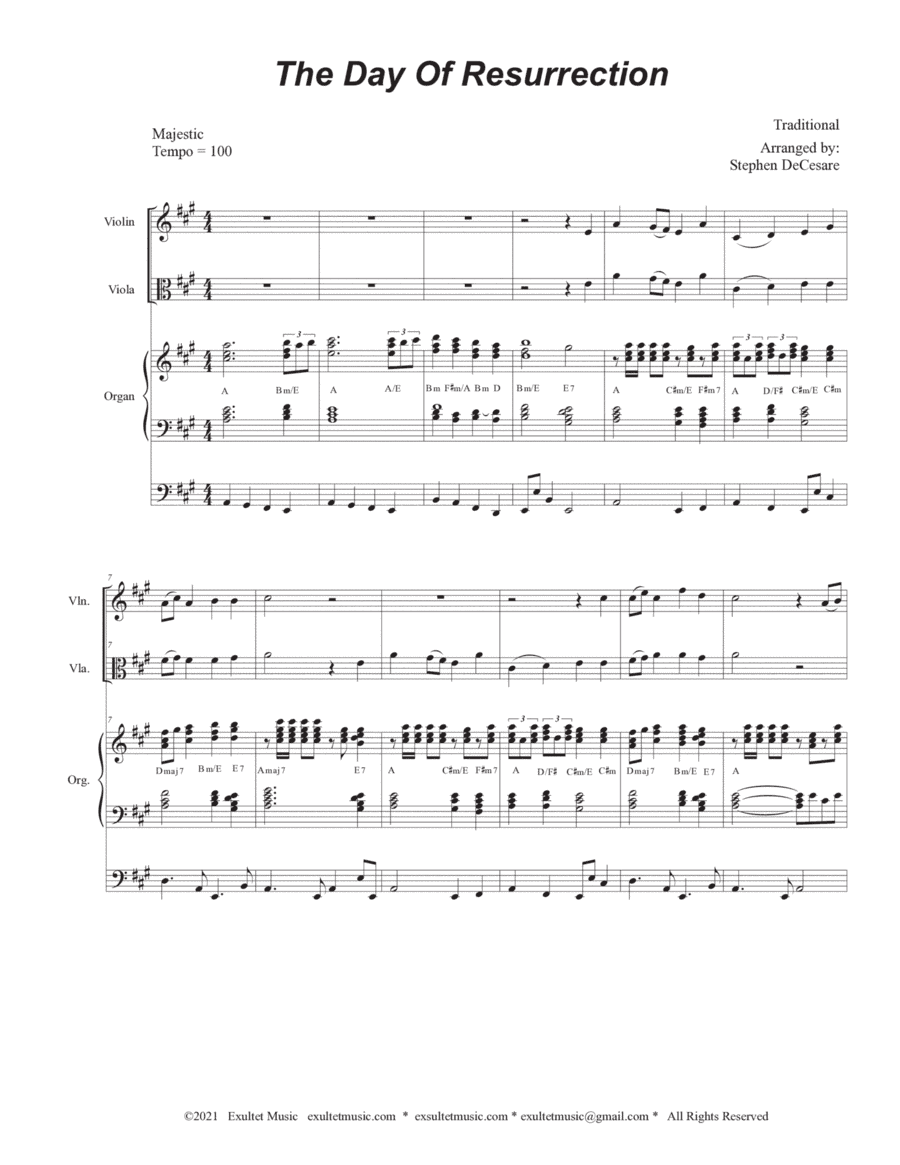 The Day Of Resurrection (Duet for Violin and Viola - Organ Accompaniment) (arr. Stephen DeCesare)