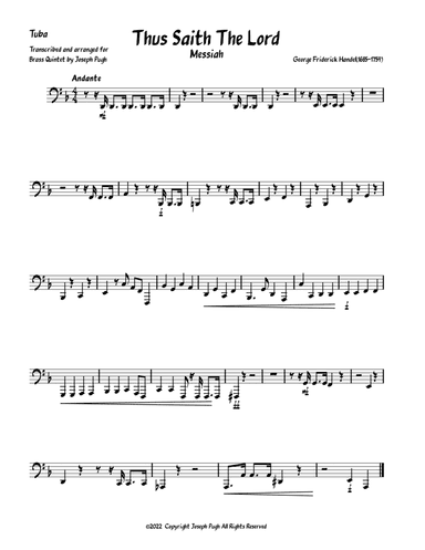 Messiah(Thus Saith The Lord)Brass Quintet (arr. Joseph Pugh)