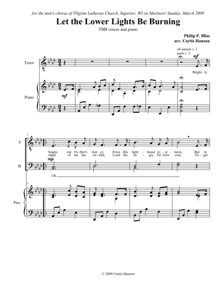 Let the Lower Lights Be Burning (TBB) (arr. Curtis Hanson)