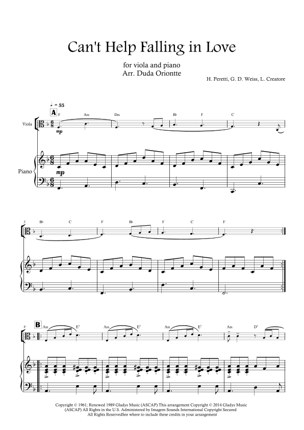 Can't Help Falling In Love (arr. Duda Oriontte)
