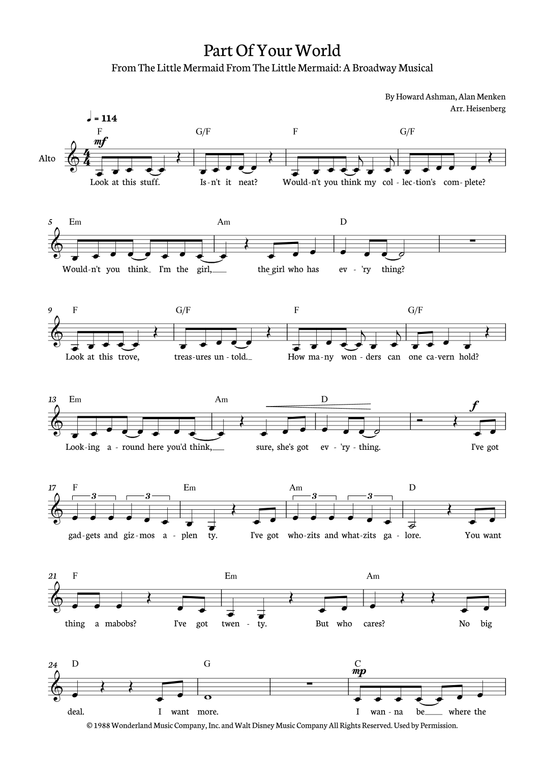 Part Of Your World (arr. Heisenberg)