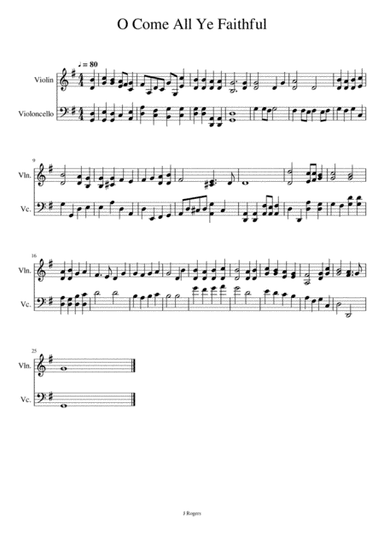 O Come All Ye Faithful - String duo - Violin & Cello (arr. Julia Rogers)