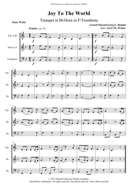 Joy To The World (arr. Gert Th. Walter)